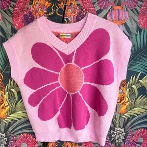 Epic Threads Pink Floral V-Neck Sweater